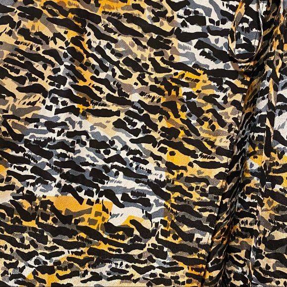 Saloni Lea Wrap Mini Dress Ink Tiger Silk Crepe - Picture 7 of 7